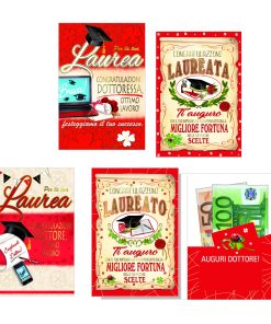 BIGLIETTO LAUREA PORTASOLDI ASSORTITO CM 11,5X17 AL PZ